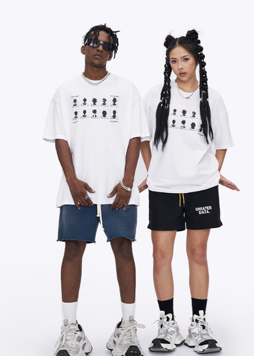 T-shirt à manches courtes pour homme avec imprimé tête amusante