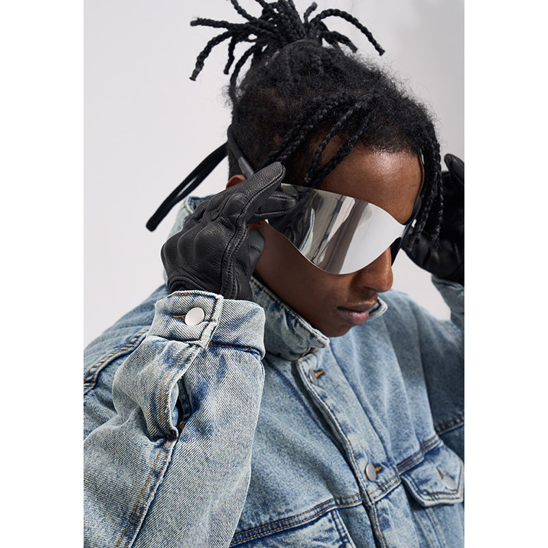 Washed And Worn Mixed Cotton Loose Thickened Denim Jacket