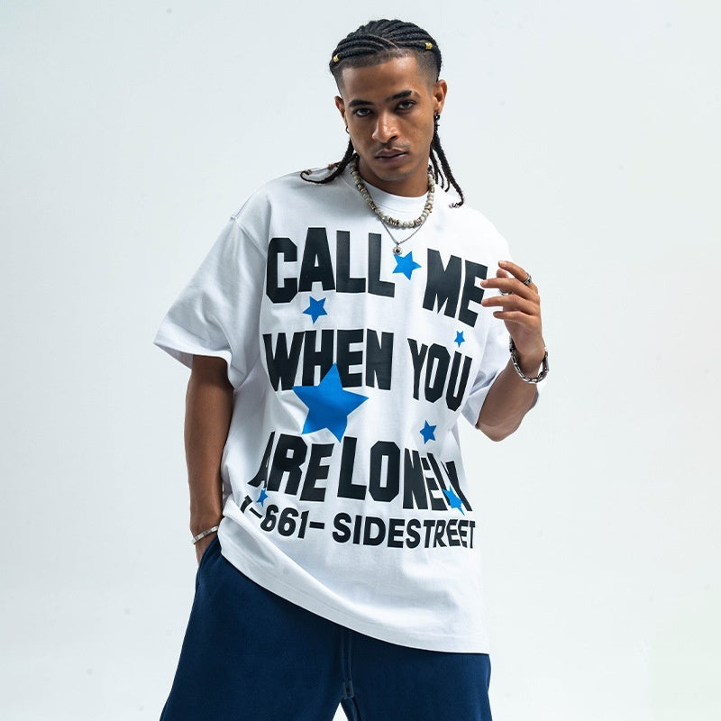 Round Neck Printed Cotton Short-sleeved T-shirt Retro Bottoming Top