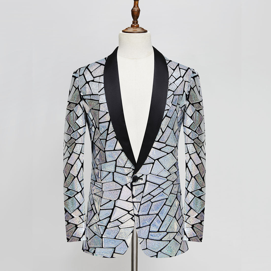 Men's Fashion Laser Imitation Mirror Sequin Suit Jacket