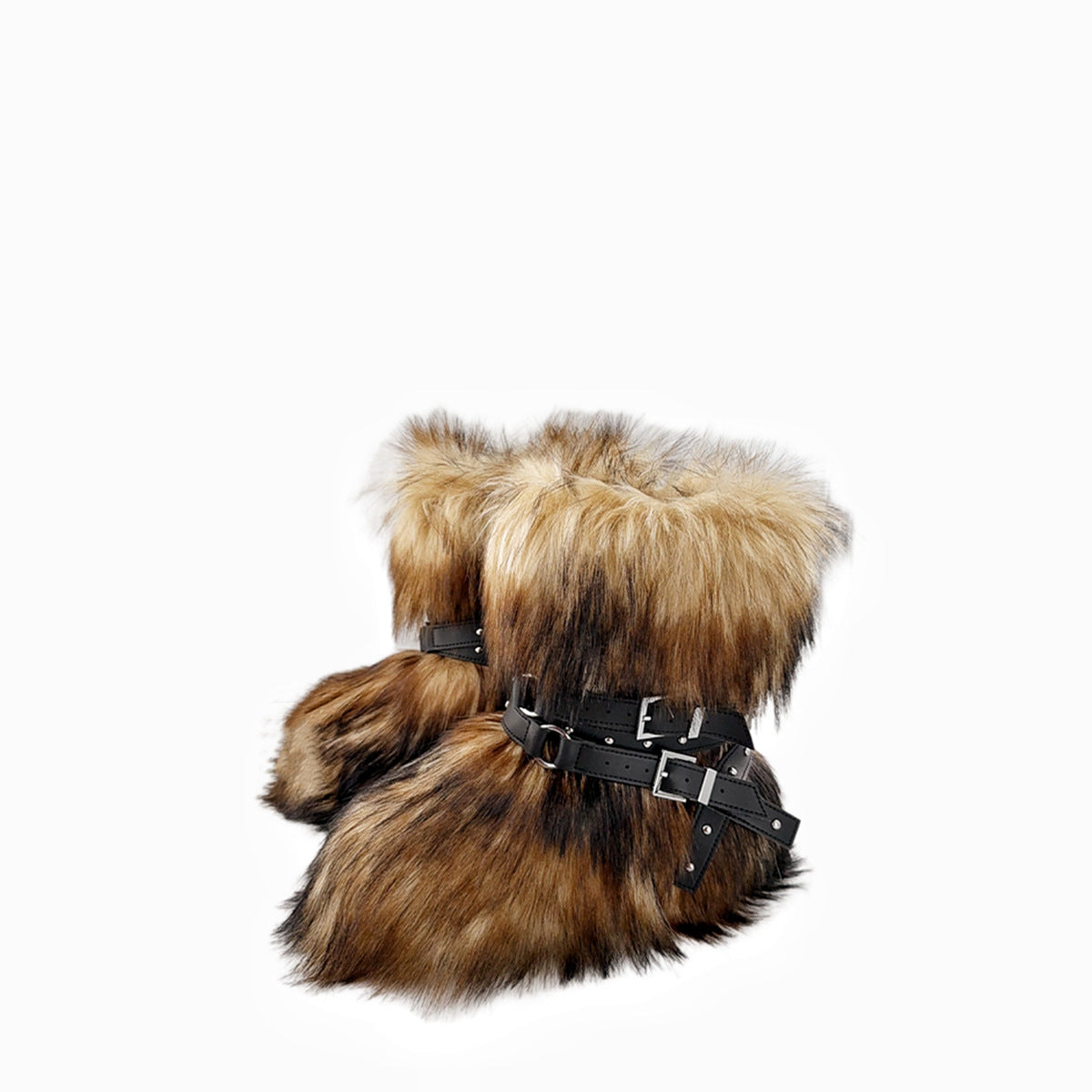 Bottes en laine à rivets, coupe ajustée, couleur foncée, à lacets