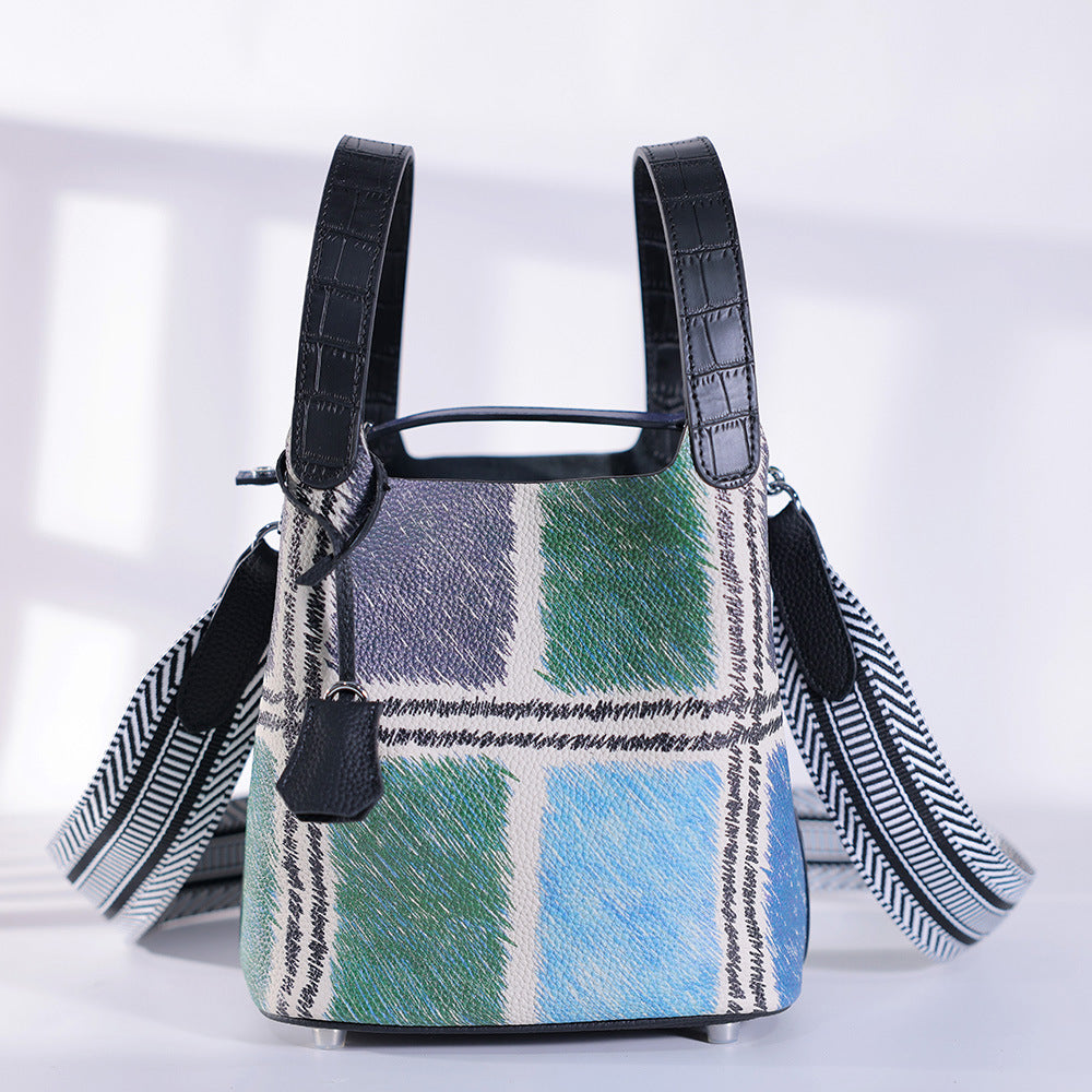 Sac portable en cuir de vache peint avec bandoulière réglable