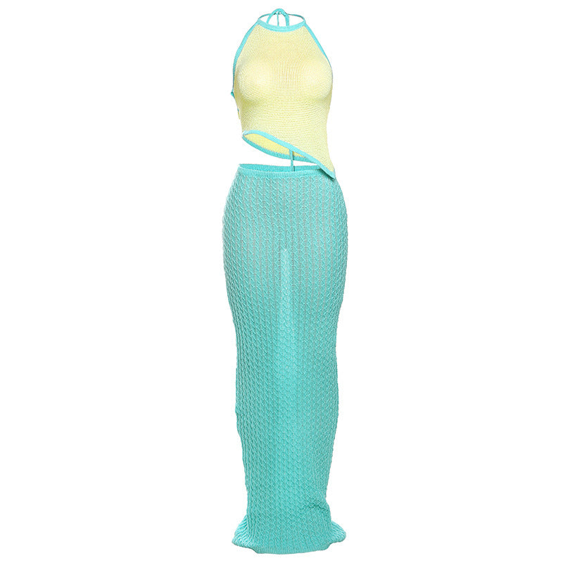 Sexy Contrast Color Halter Small Sling