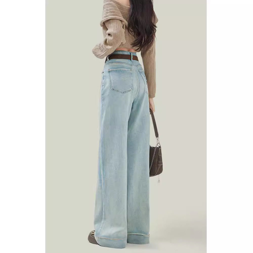 Loose Straight Light Color High Waist Jeans