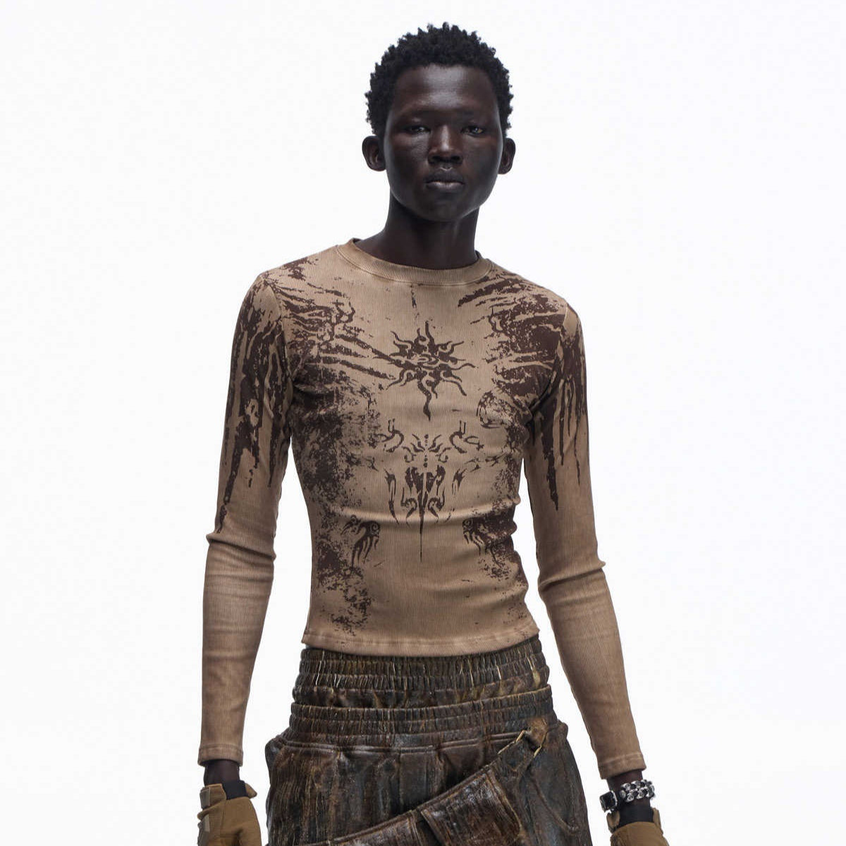 Haut à manches longues en maille à motif soleil