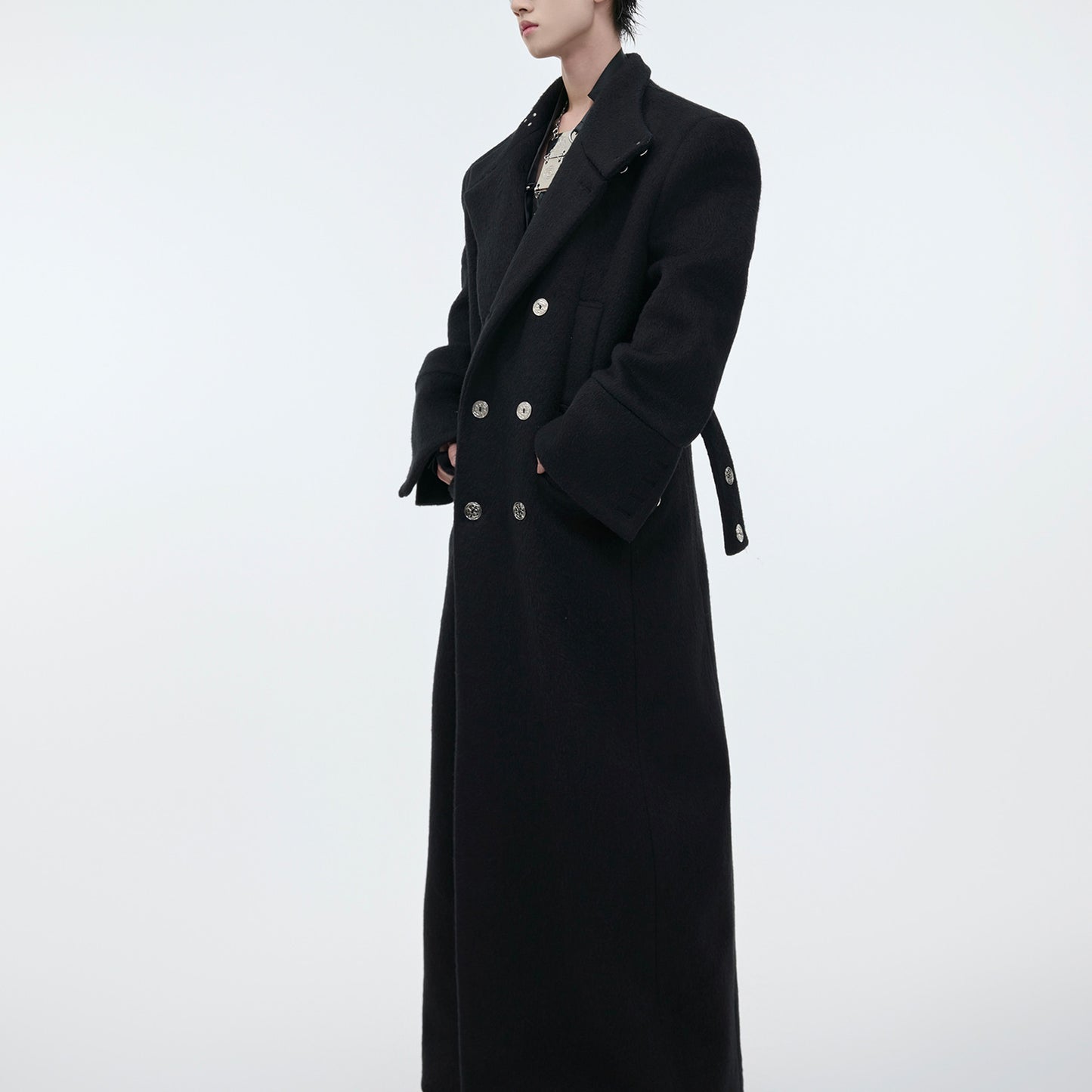 Stand Collar Profile Woolen Coat Heavy Long Below The Knee Woolen Coat