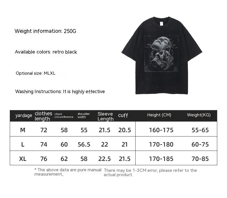 Dark High Street Skull Print Hip Hop T-shirt