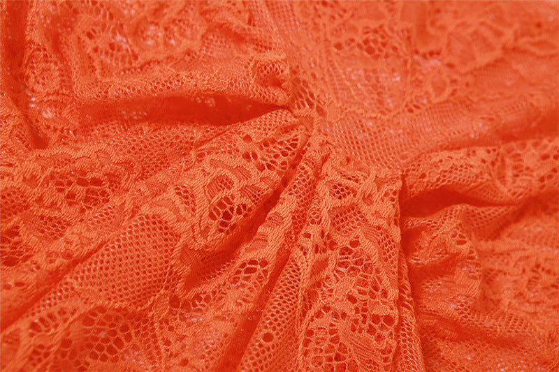 Robe fourreau transparente en dentelle à la mode, couleur unie