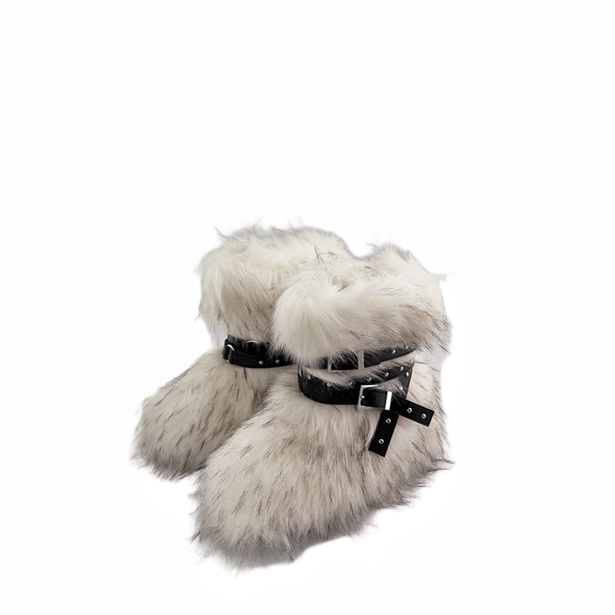 Bottes en laine à rivets, coupe ajustée, couleur foncée, à lacets