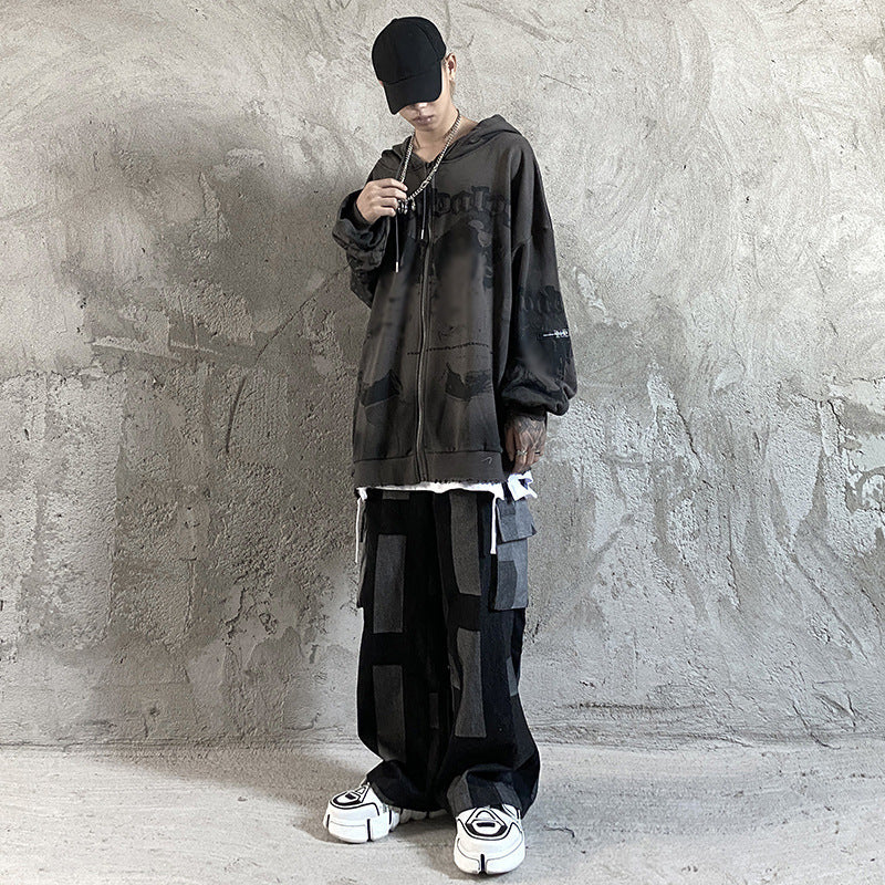 Autumn Winter Cartoon Print Cardigan Hoodie