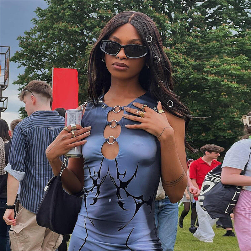 Robe moulante taille haute sans manches pour femme