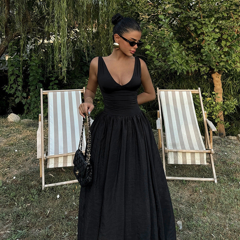 Gilet ajusté à col en V pour robe trapèze femme