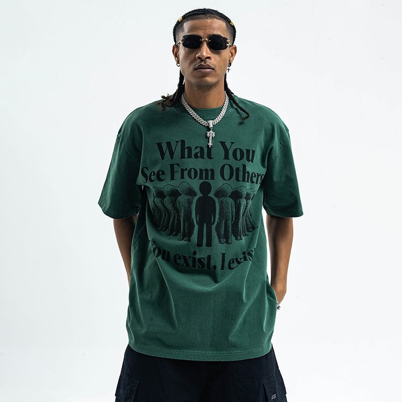 Letter Printed Pure Cotton Loose Short Sleeve T-shirt