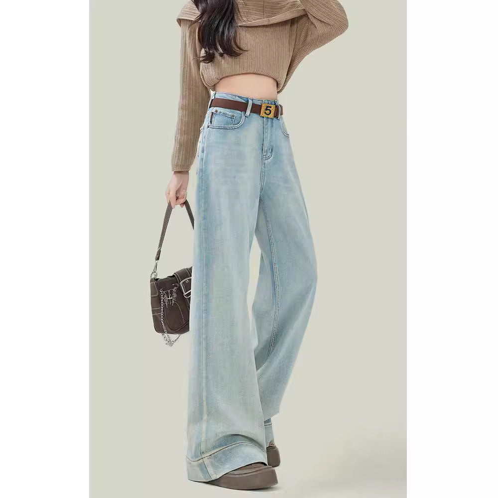 Loose Straight Light Color High Waist Jeans
