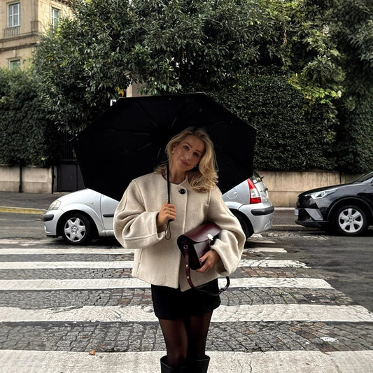 Square Collar Padded Woolen Coat