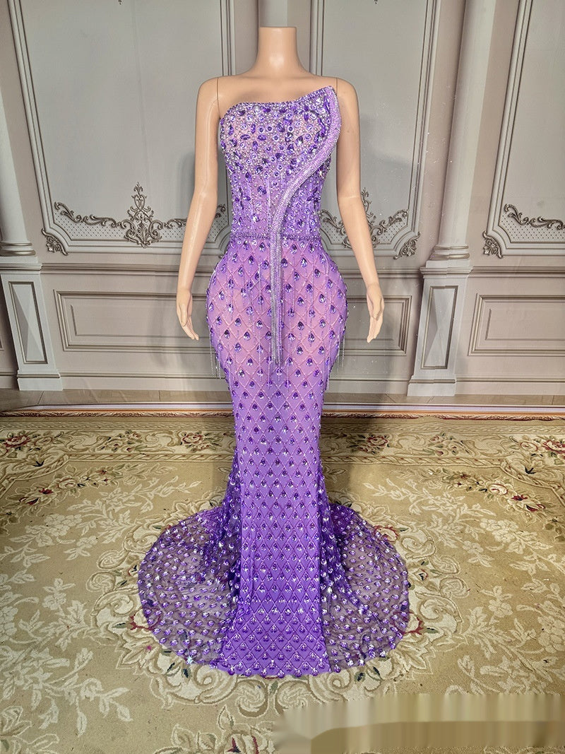 No Back Traceless Sexy Elegant Fishtail Gown Dress