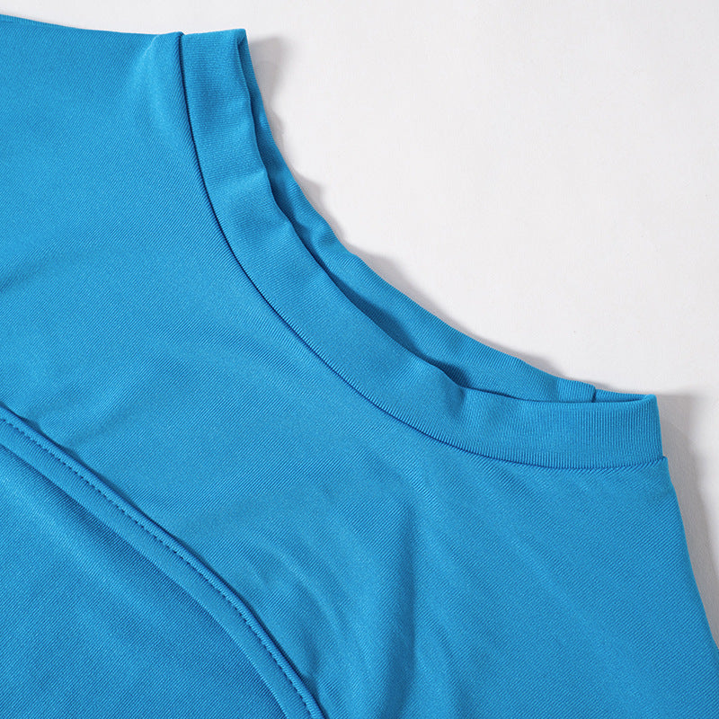 Gonna a maniche corte con foro di fiori in fiamme, nuova tinta unita, abito casual