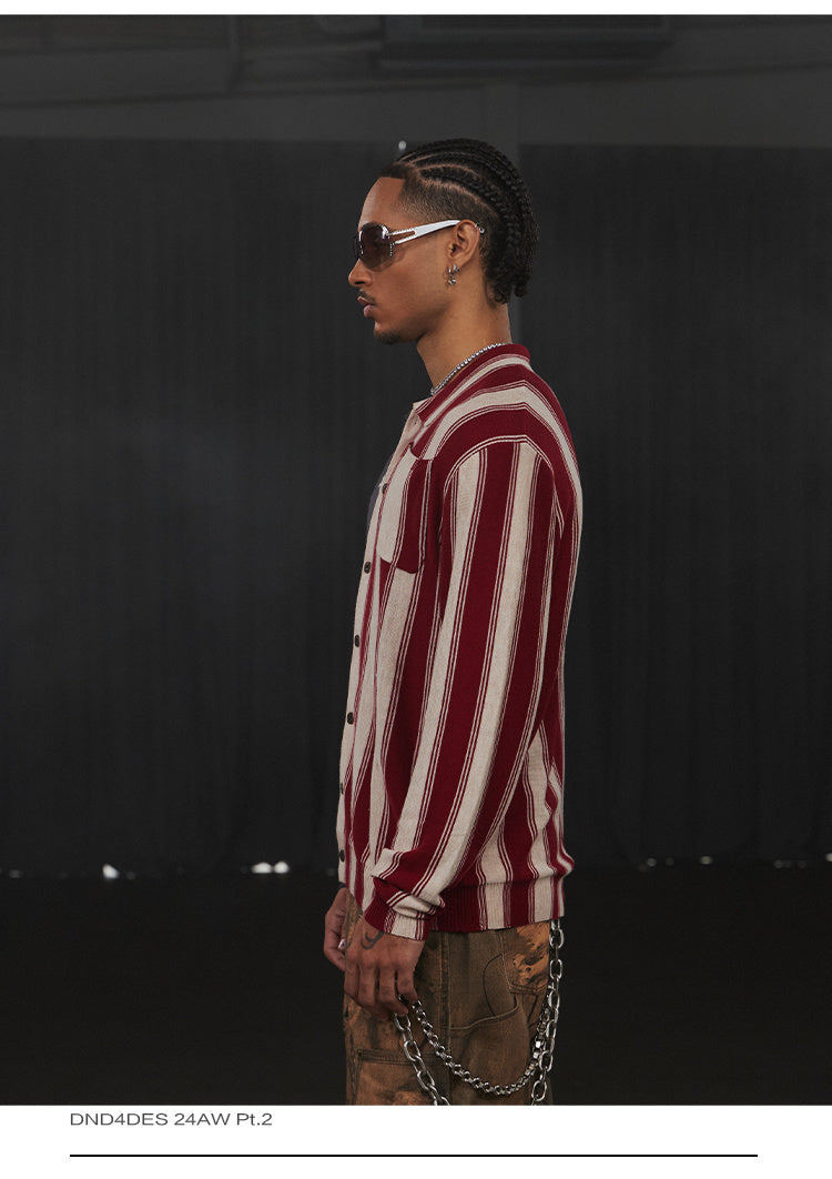 American Retro Flag XINGX Printed Striped Sweater Short Wide Long-sleeved Shirt