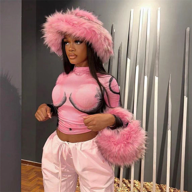 Borsa di pelliccia in peluche, stile punk unico Y2g