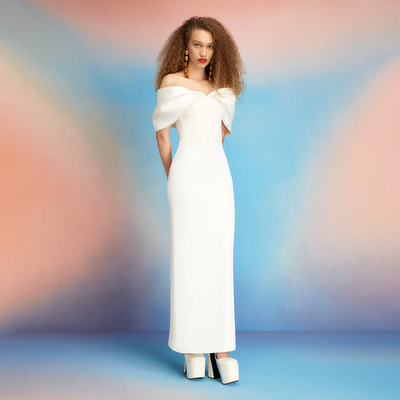 Off-shoulder Slim Fit Long Sheath Dress