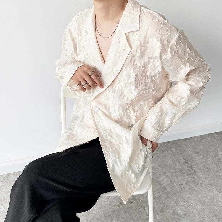 Embroidered Jacquard Apricot Shirt