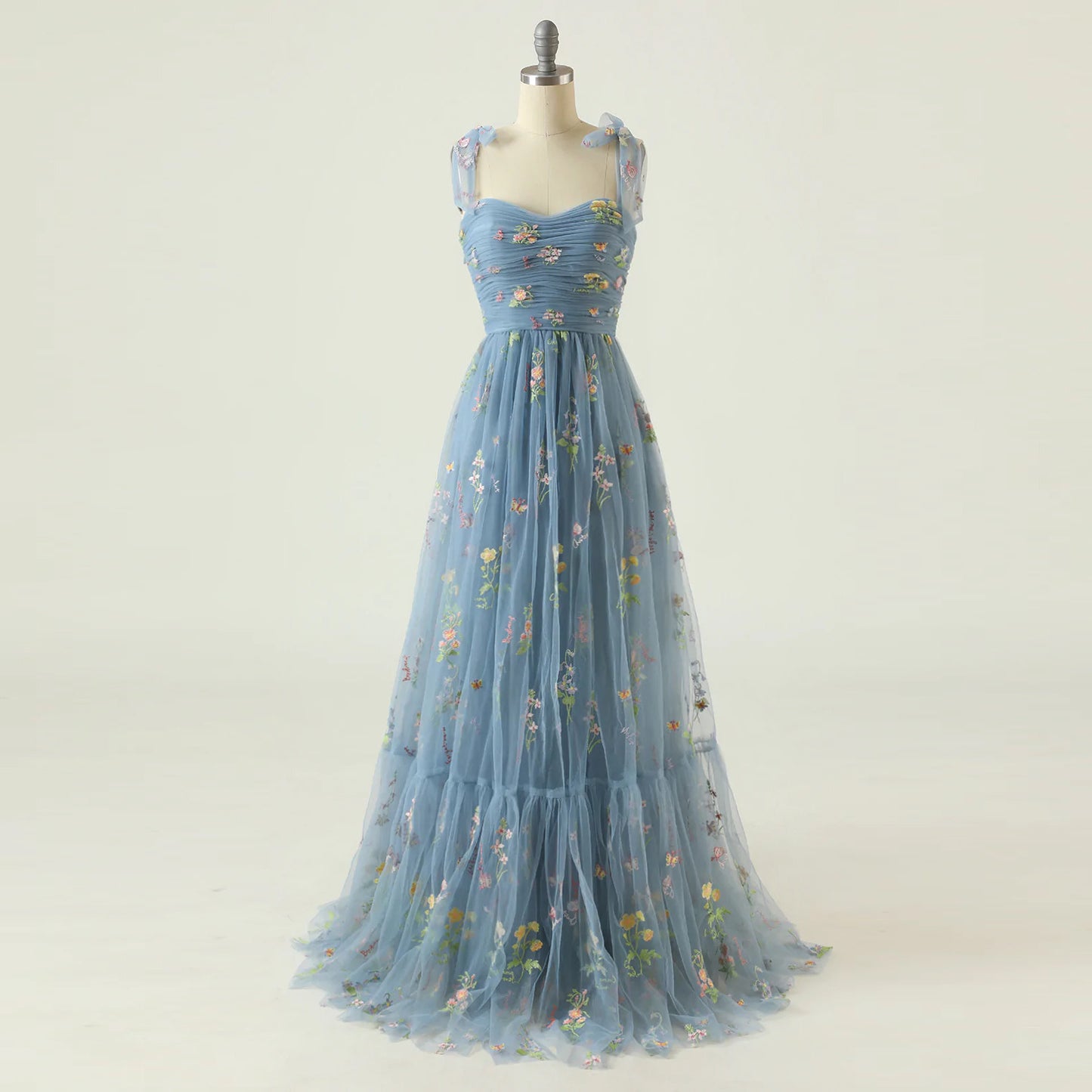 Small Tail Strap Floral Holiday Long Dress