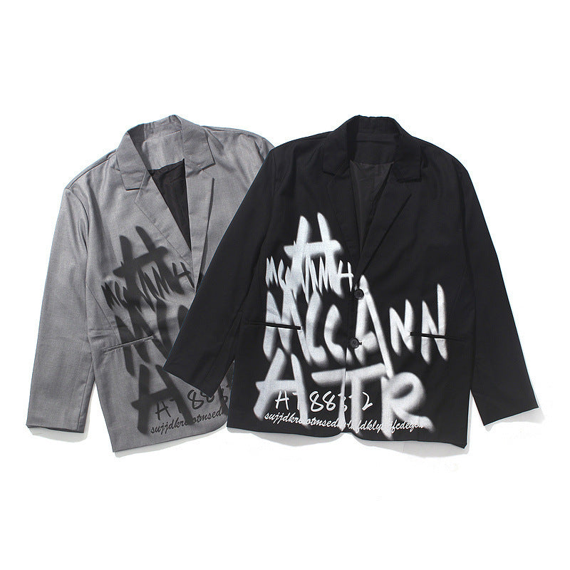 Manteau de costume foncé pour homme Graffiti