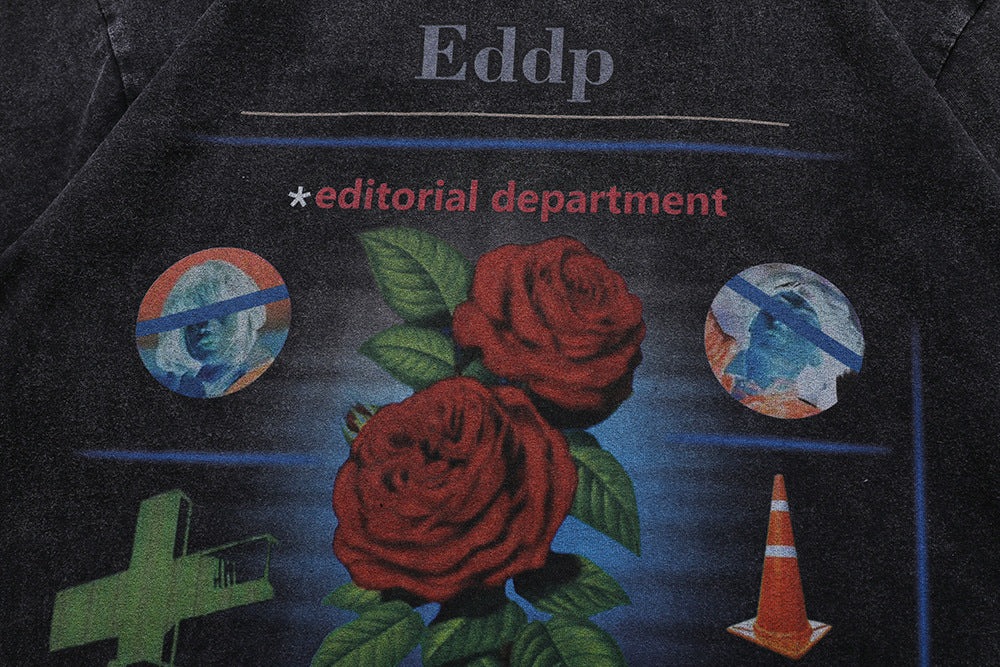 Loose Round Neck Fashion Original Design Washed T-shirt