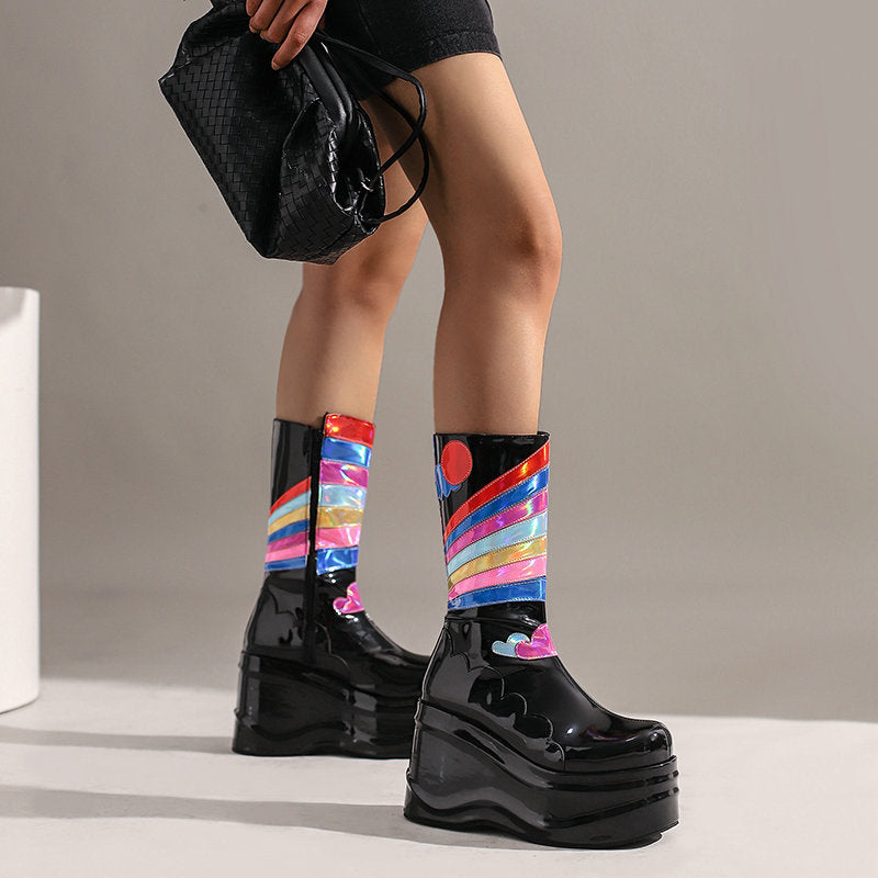 Fashion Platform Knee-high Punk Side Zipper Boots