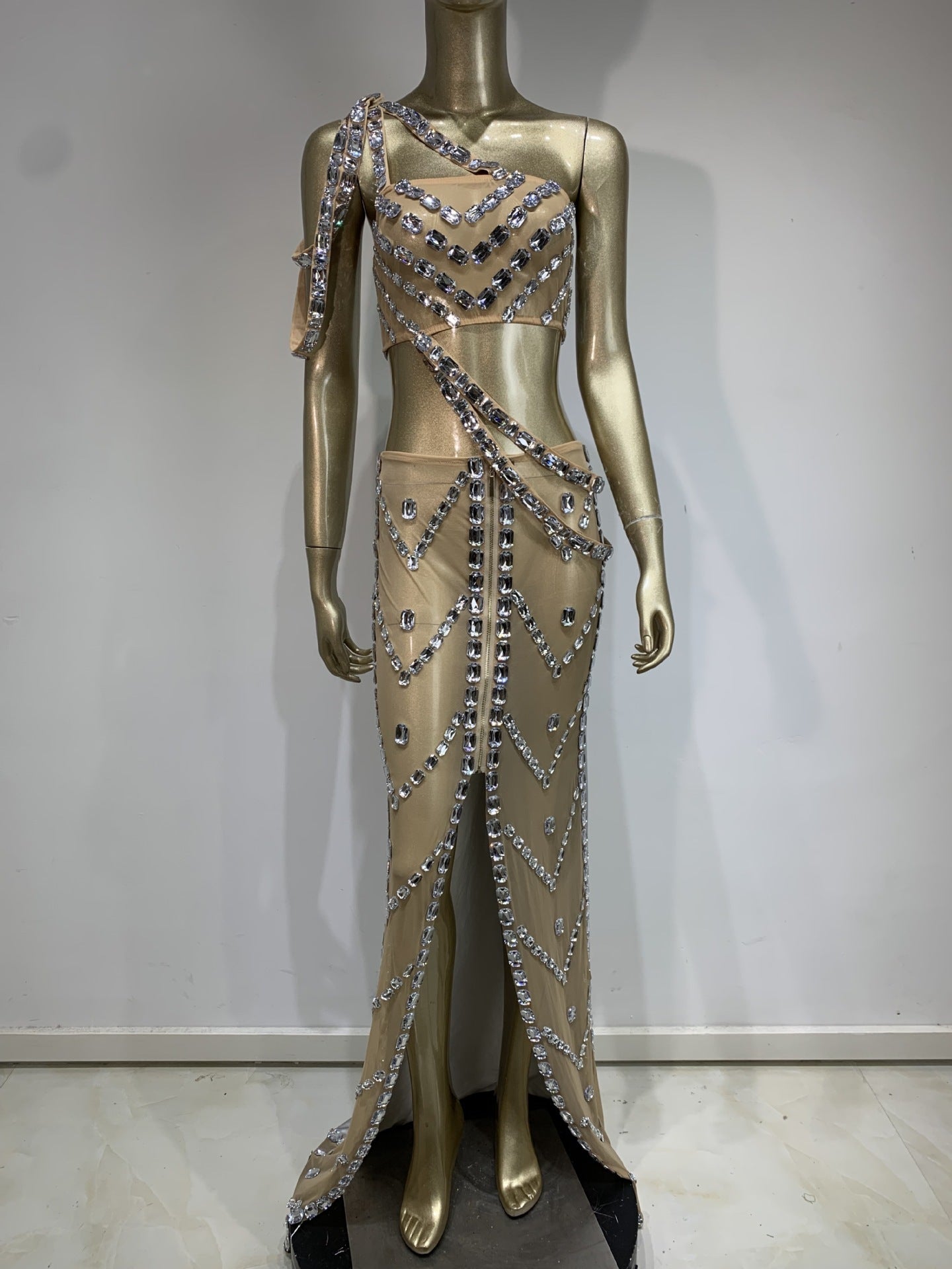 New Sexy Shiny Rhinestone Dress Suit