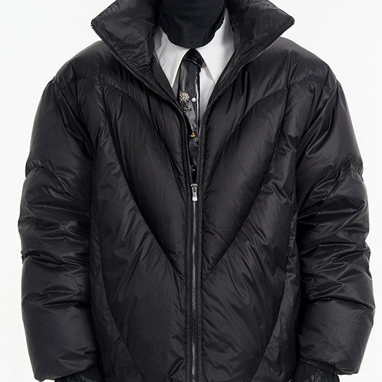 Black Stand-up Collar Profile Winter Thick Coat Tide