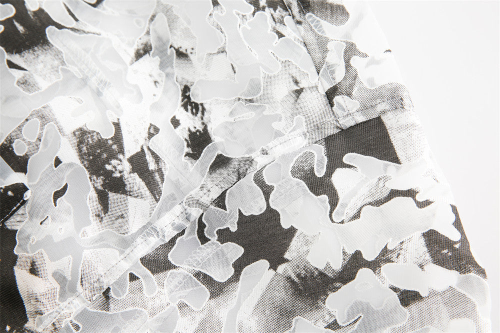 Tie-dyed Contrast Color Short-sleeved Shirt For Men