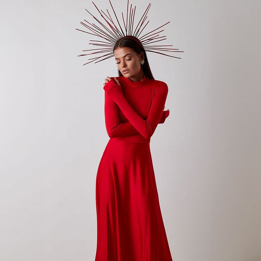 Long Sleeve Turtleneck Fishtail Dress