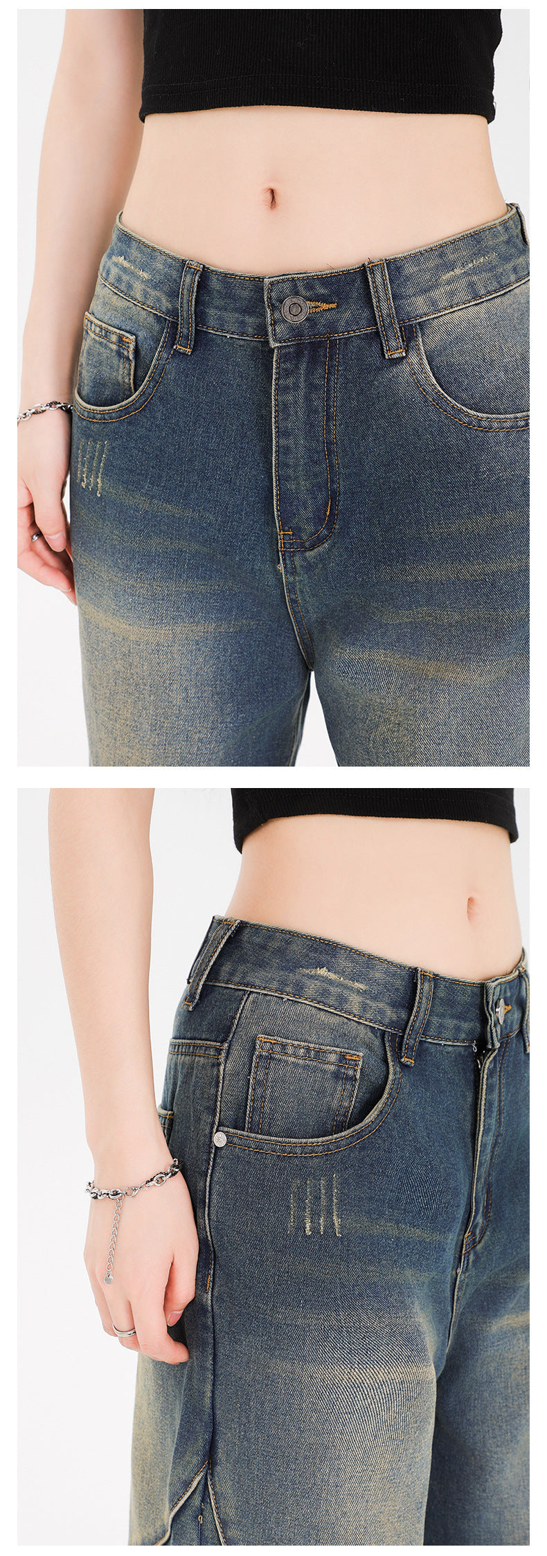 Jean déchiré délavé et déconstruit de la mode urbaine