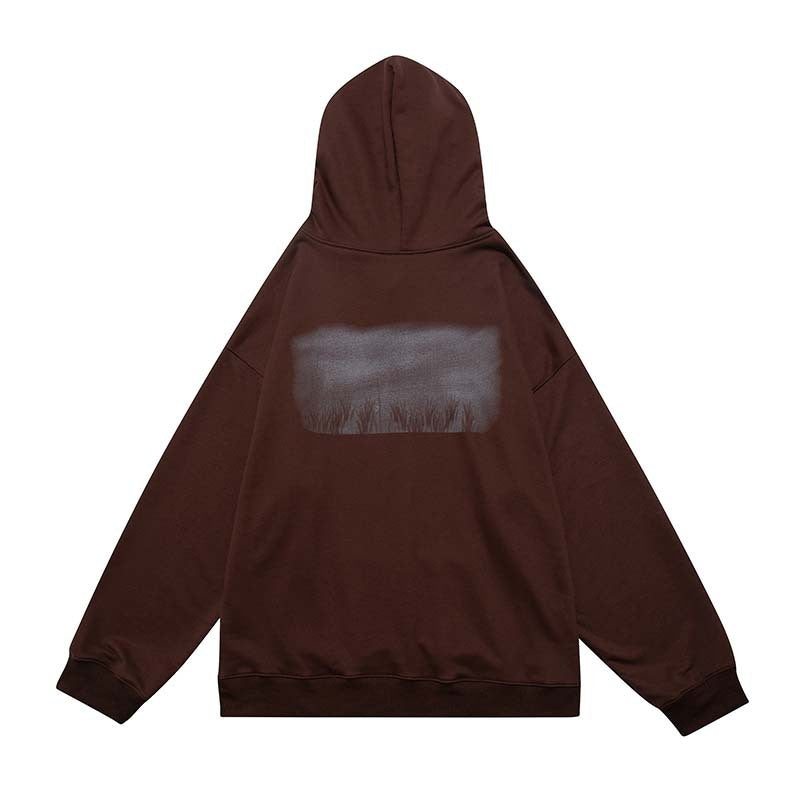 Vintage Creative Blurred Image Washed Hooded Sweatshirt
