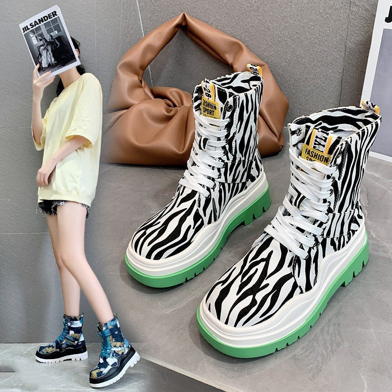 Fashion Canvas Platform Casual Short Boots