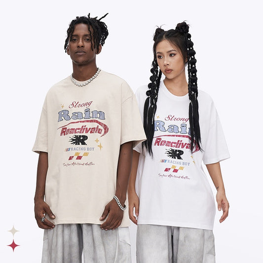 T-shirt pour homme Loose Street, assorti à la tenue complète, avec inscription peinte à la main.