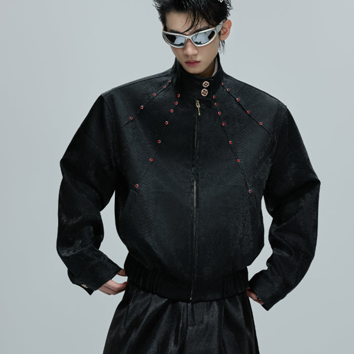 Embellished Stand Collar Short Jacket Autumn