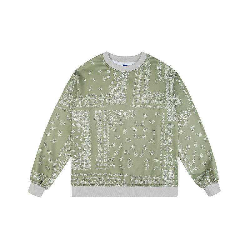 New Cashew Flower American Loose Crewneck Sweater