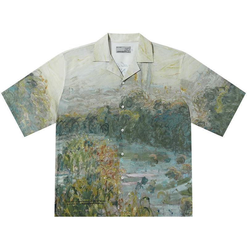 Impression de peinture à l'huile de Monet, ancien palais royal, manches courtes