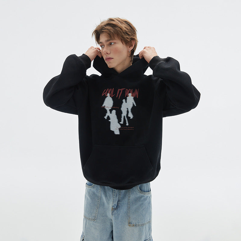 Autumn New Character Hooded Sweater Men's Loose Top