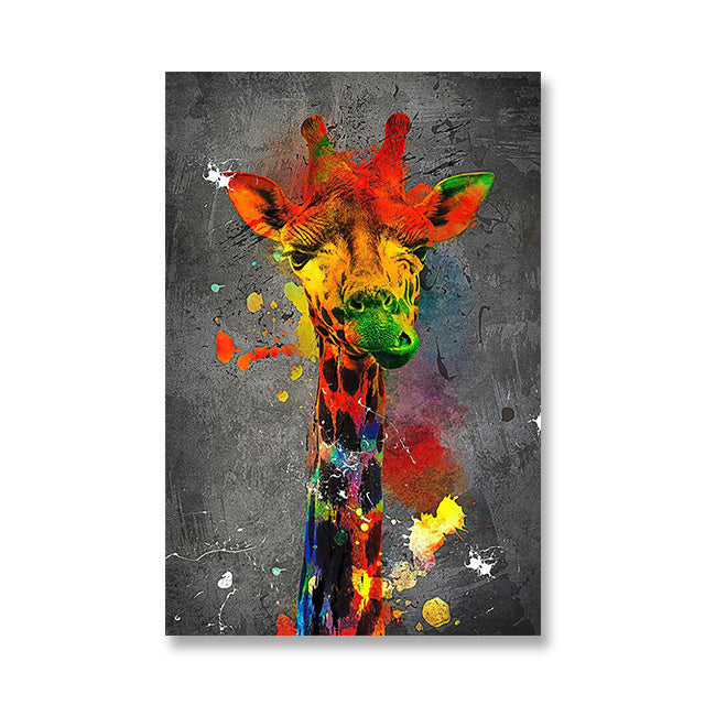 Graffiti Color Lion Canvas Painting Living Room