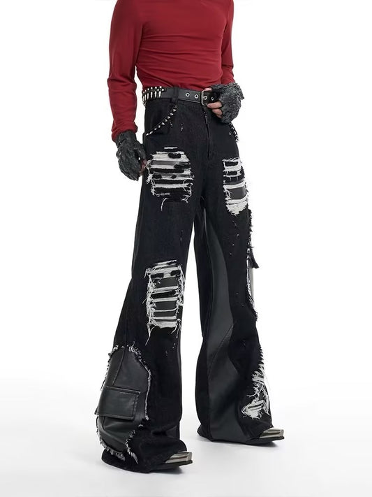 Jean skinny rétro à rivets et coutures apparentes