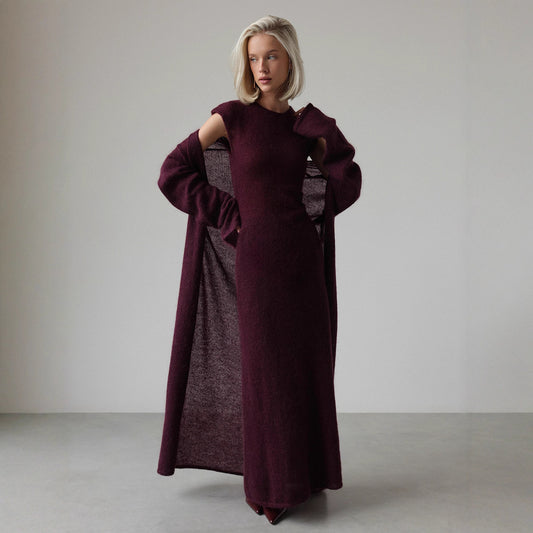 Ensemble deux pièces cardigan, cardigan tricoté, robe sans manches