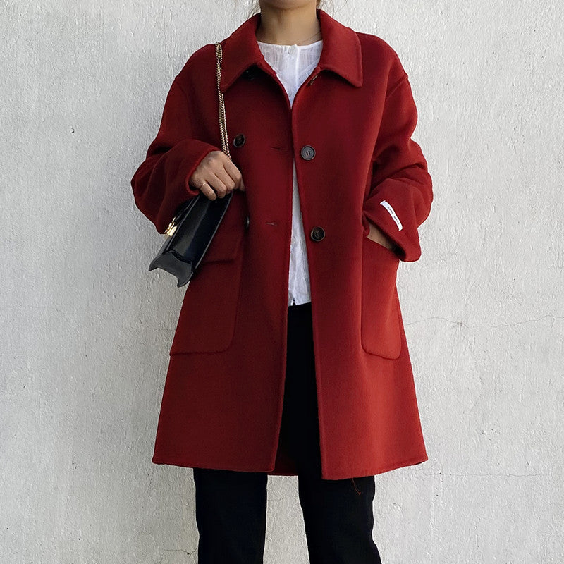 Manteau ample en laine mi-long