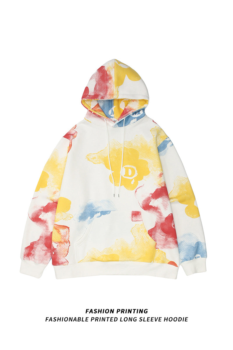 Street Cool Tie-dye Long-sleeved Hooded Sweater