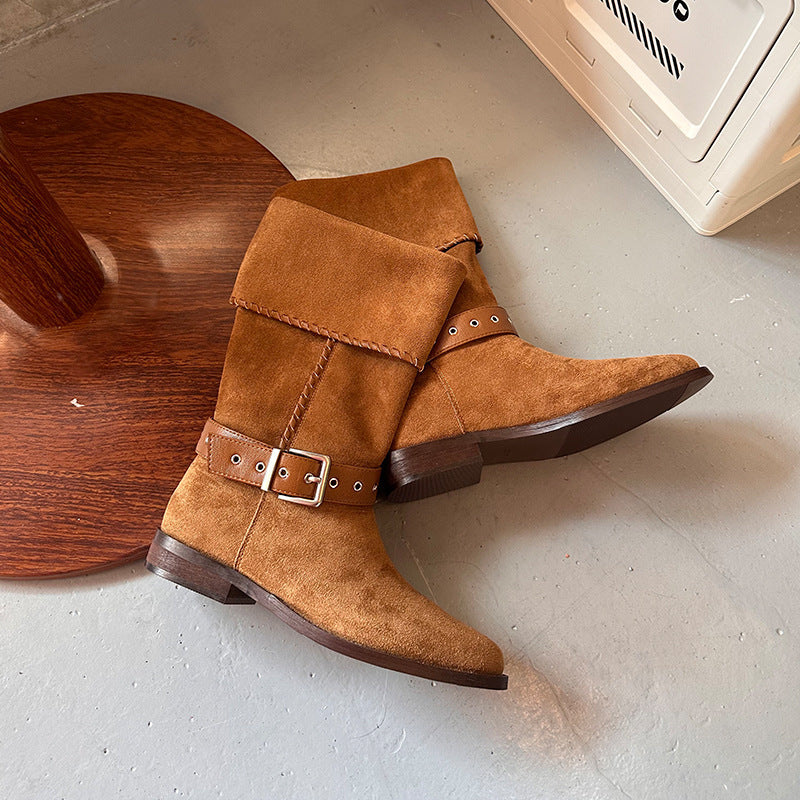 Western Denim British Style Knight Boots Leisure