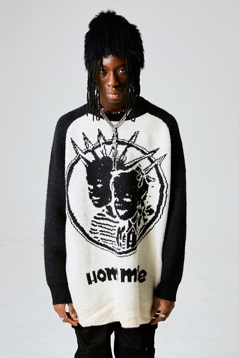 Retro Pattern Embroidered Hip Hop Sweater