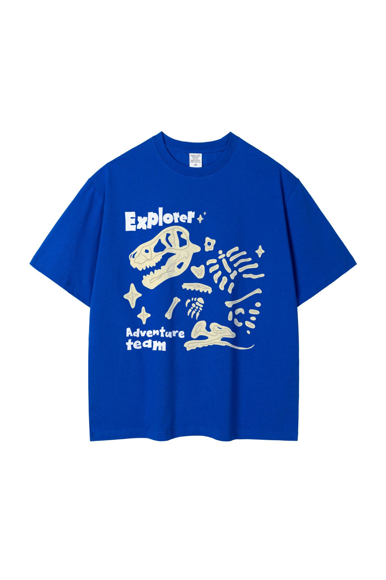 Loose Round Neck Dinosaur Loose Printed Double Yarn Cotton Short Sleeve