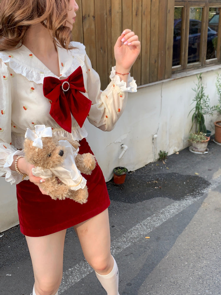 Early Autumn Salt Sweet Series Hip Skirt Top Suit